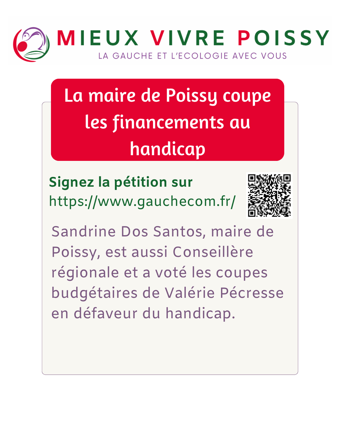  La maire de Poissy coupe les financements au handicap 