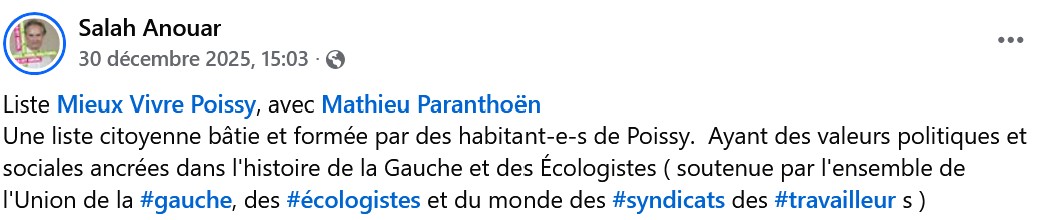 Une liste citoyenne bâtie par des habitant-e-s de Poissy, par Salah Anouar