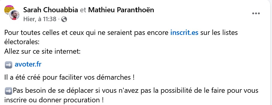Derniers jours pour s'inscrire sur les listes électorales, par Sarah Chouabbia et Mathieu Paranthoën 